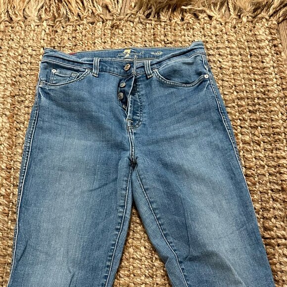 7 For All Mankind High Waist Cropped Bleach Hem 29 - Picture 5 of 5